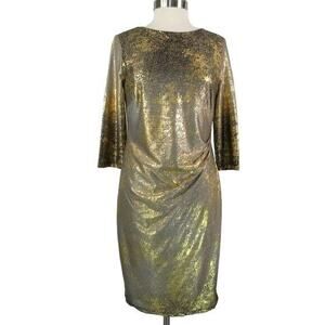 Cato Drapped Sheath Dress Slinky Ruched Boat Neck Size Large